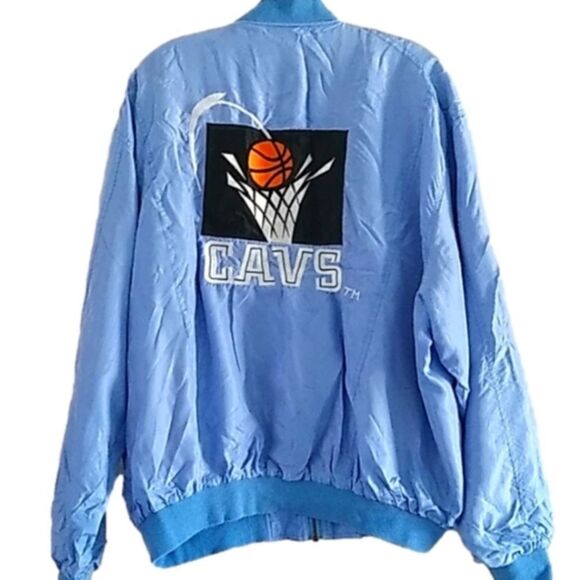 Vintage NBA Silk light blue Cleveland Cavs Bomber Jacket - Picture 1 of 9